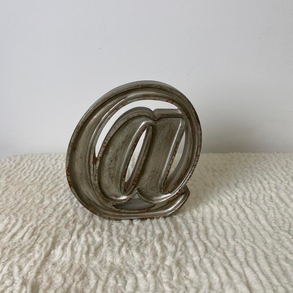 At @ Symbol Decor Accessory 8 Inch Display Item Branding Gray Silver Metal